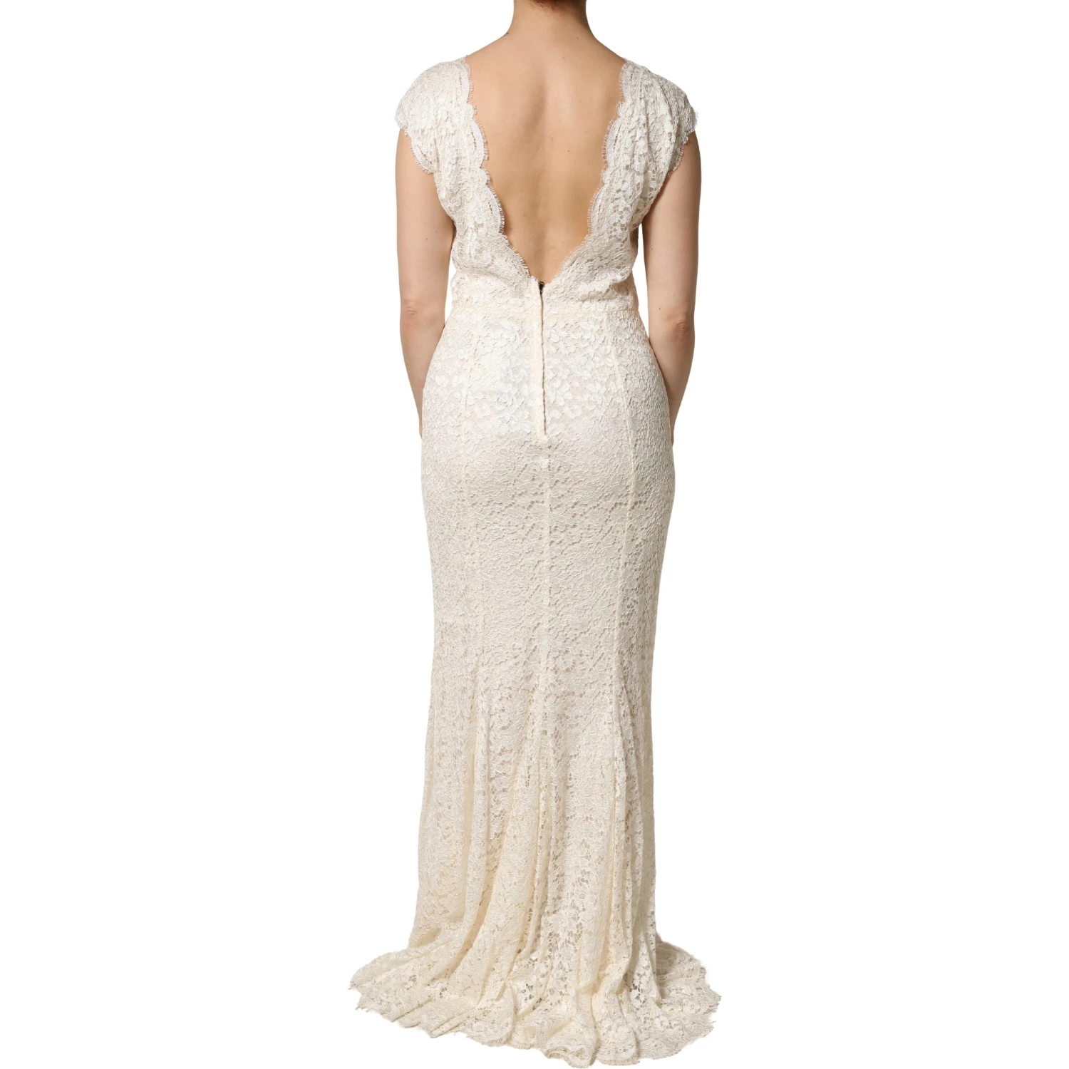 White Lace Viscose Sheath Long Gown Dress
