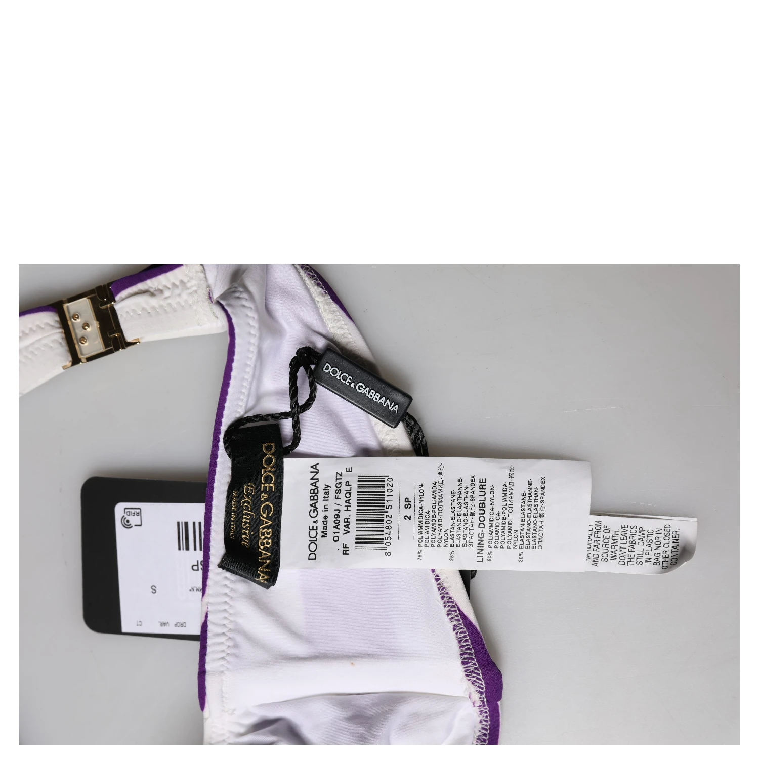 Purple White Stripes Nylon Bandeau Swimwear