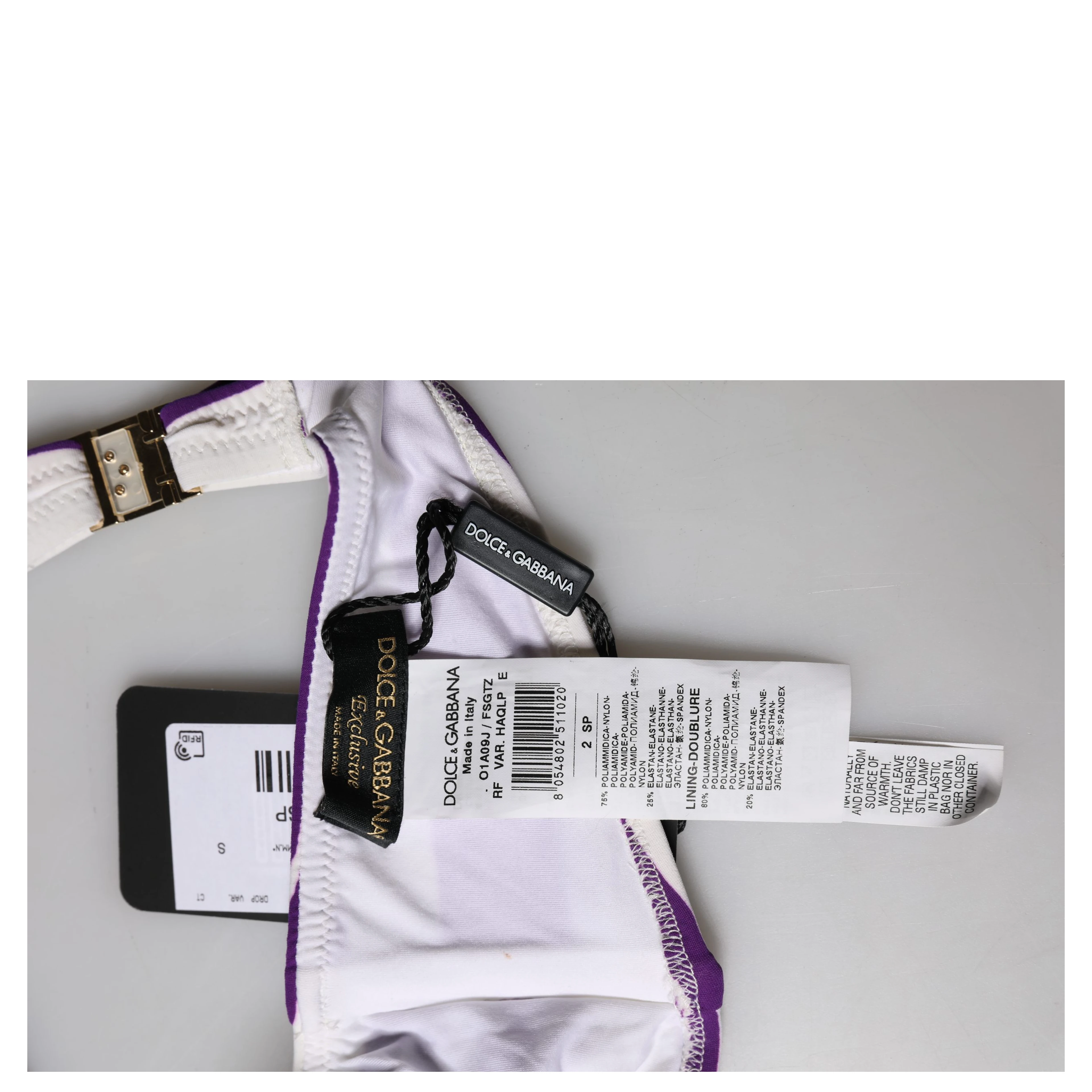 Purple White Stripes Nylon Bandeau Swimwear