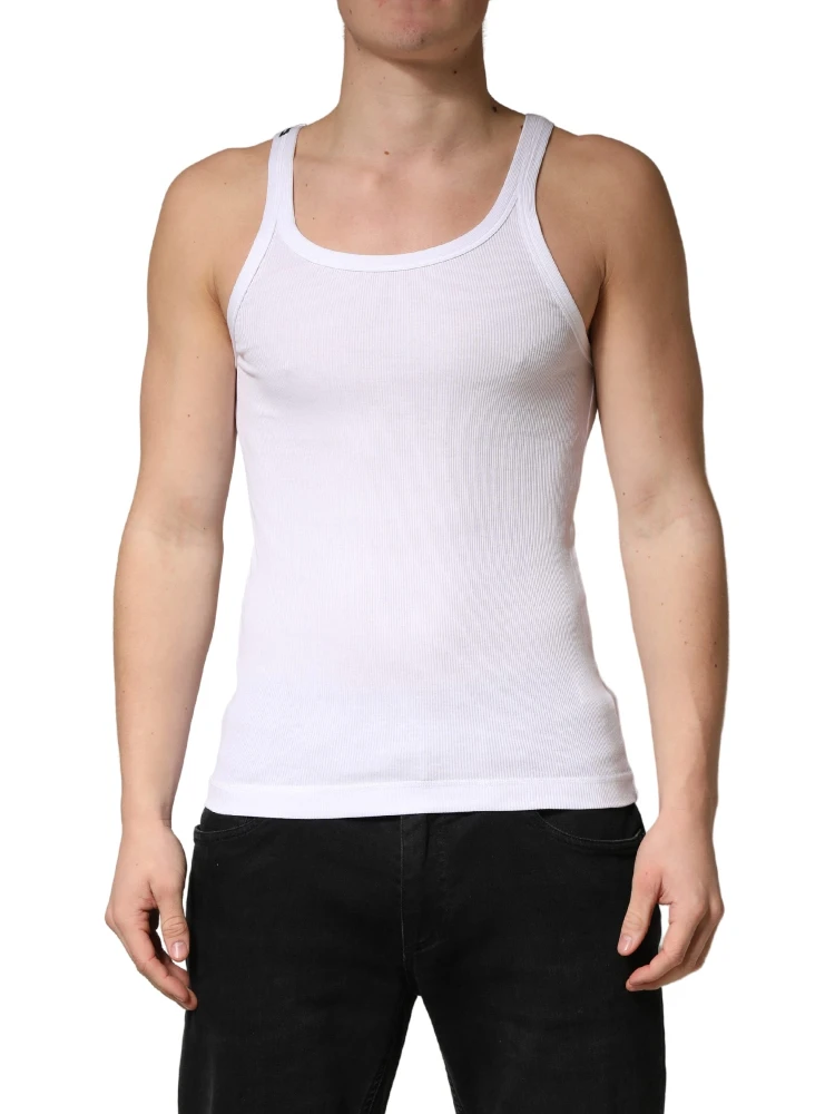 White Sleeveless Round Neck Tank Top T-shirt alternative