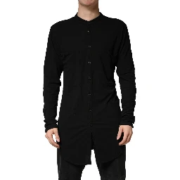 Black Button Down Long Sleeves Men Cardigan Sweater