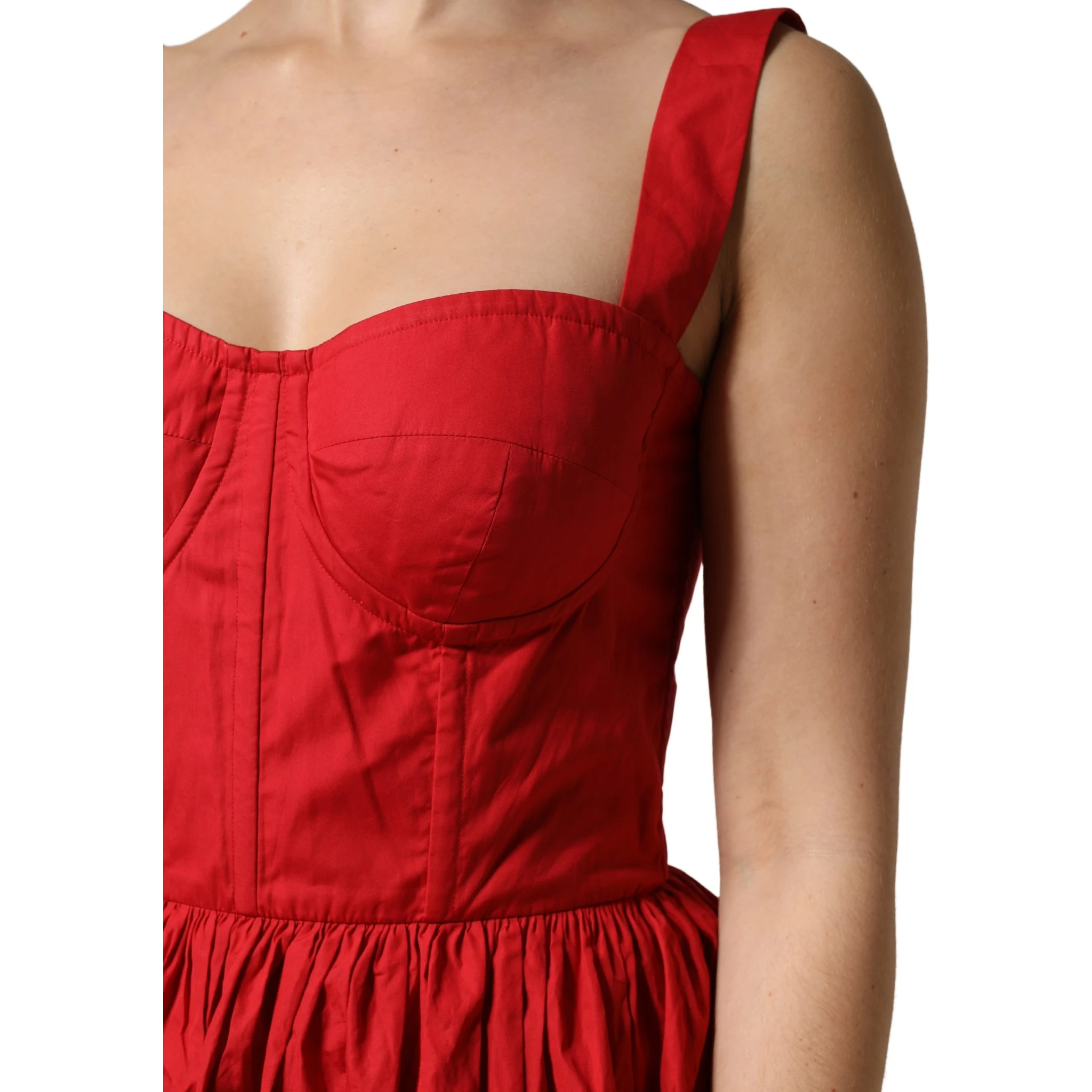 Red Cotton A-Line Sleeveless Mini Dress