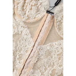 Beige Floral Lace Corset Lingerie Underwear