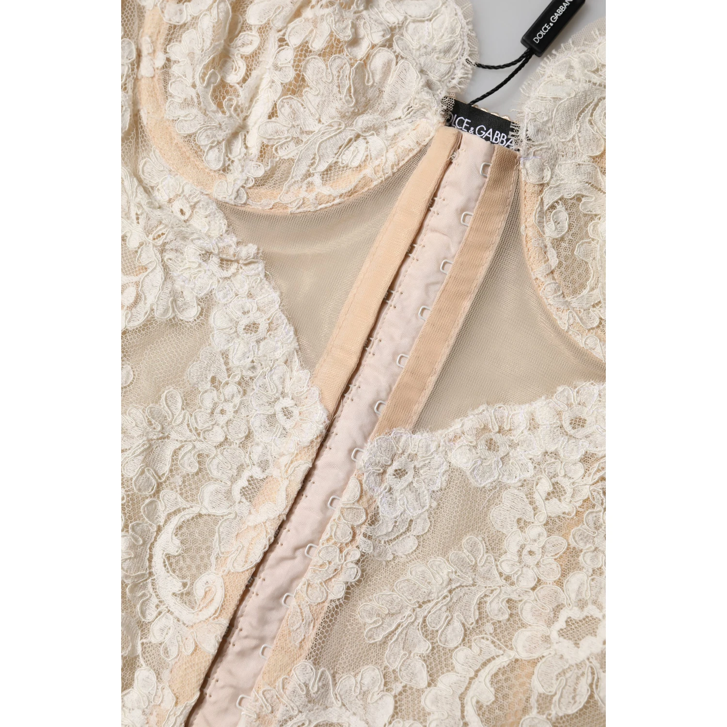 Beige Floral Lace Corset Lingerie Underwear