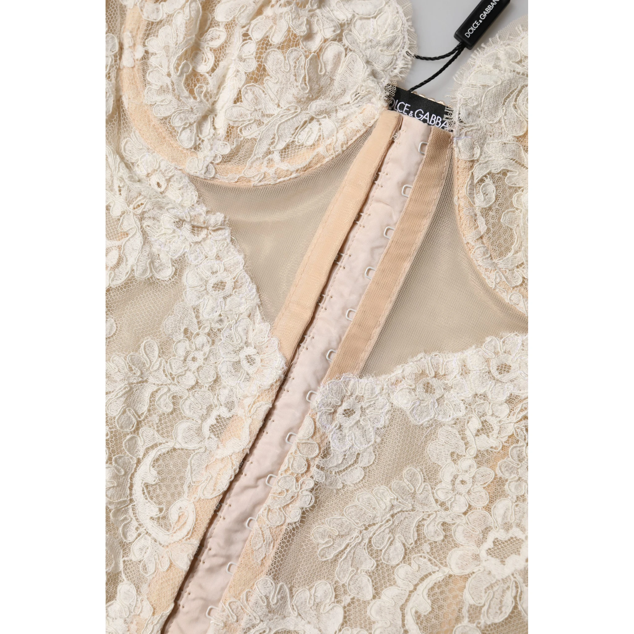 Beige Floral Lace Corset Lingerie Underwear