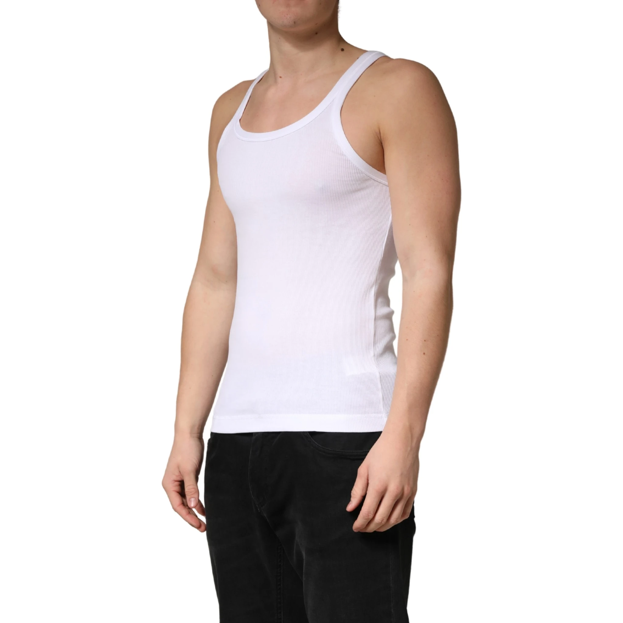 White Sleeveless Round Neck Tank Top T-shirt