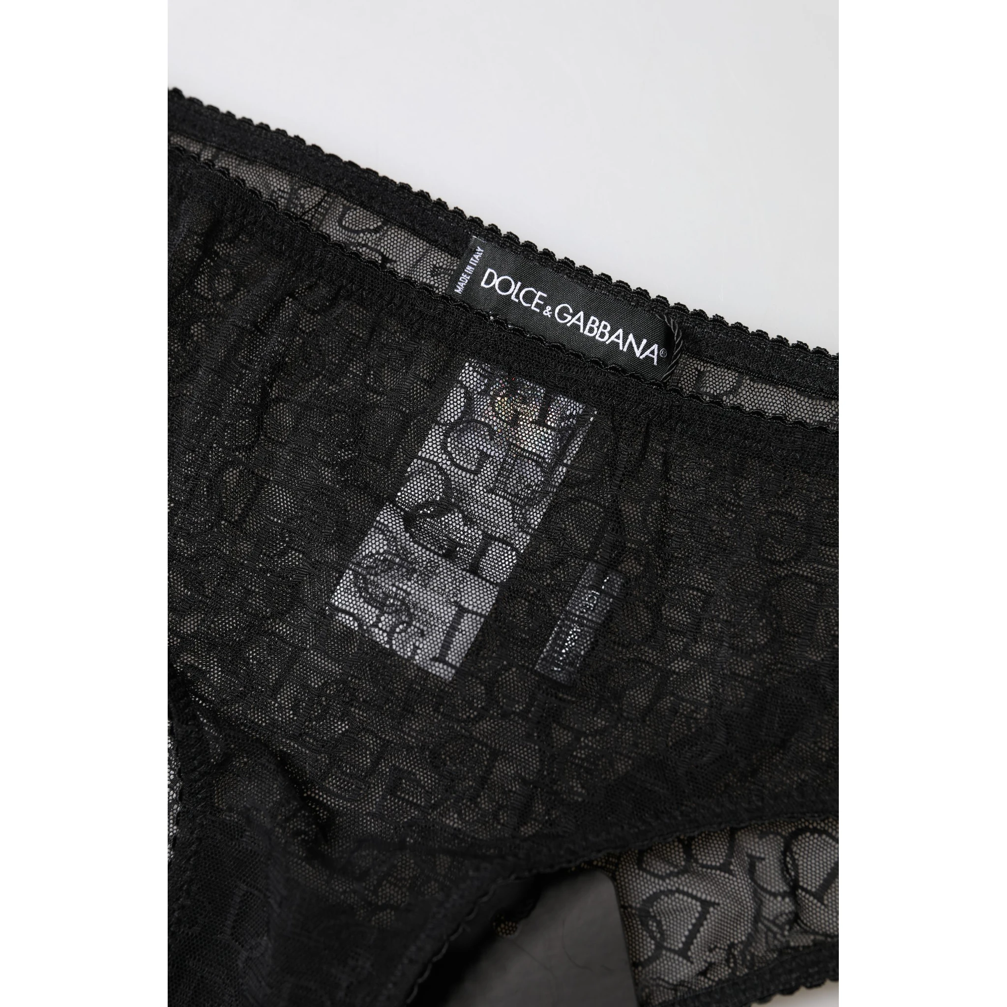 Black Nylon Stretch Mid Waist Brief Underwear