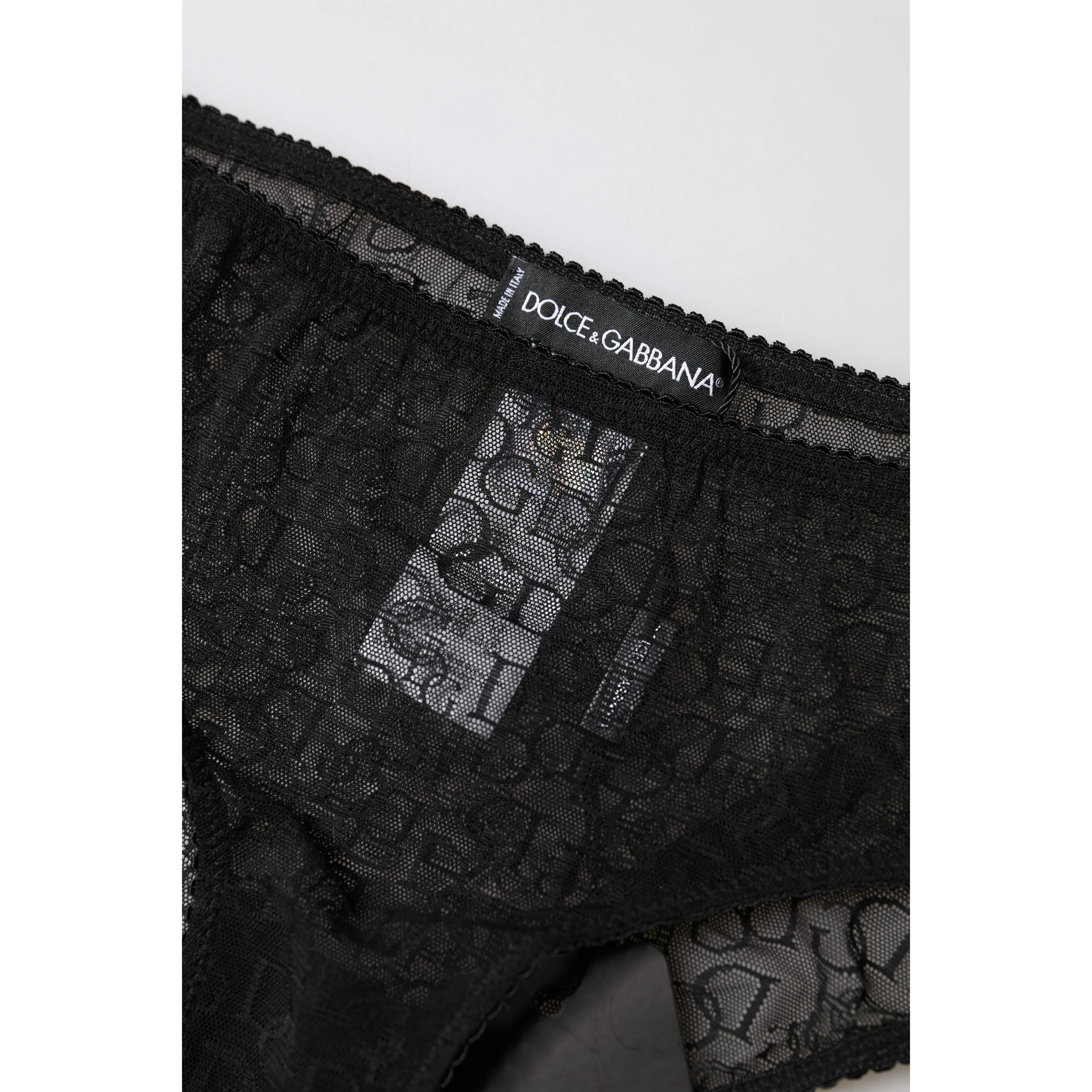 Black Nylon Stretch Mid Waist Brief Underwear