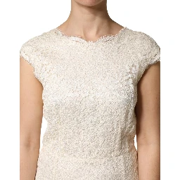 White Lace Viscose Sheath Long Gown Dress