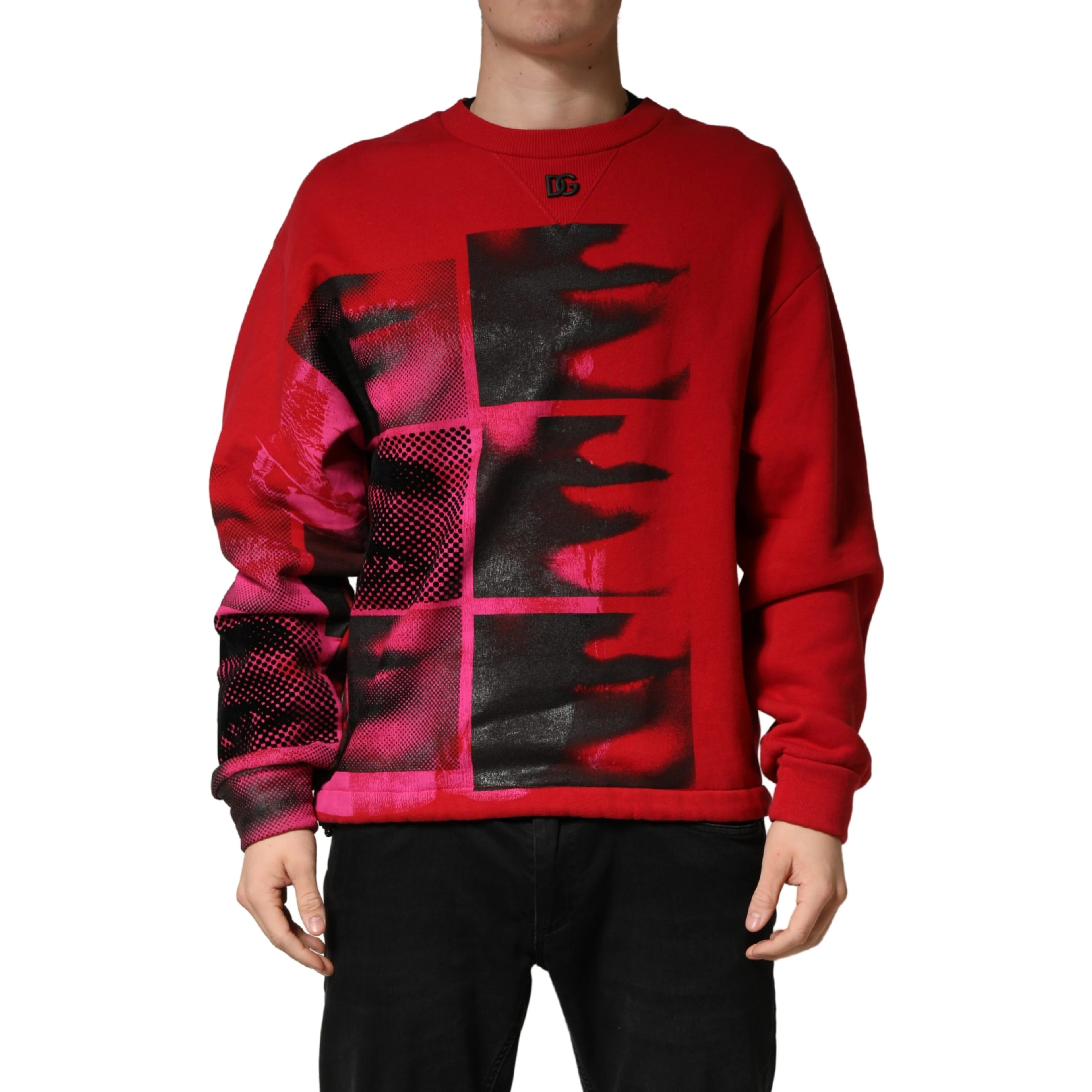 Red Graphic Crew Neck Men Sweatshirt Sweater