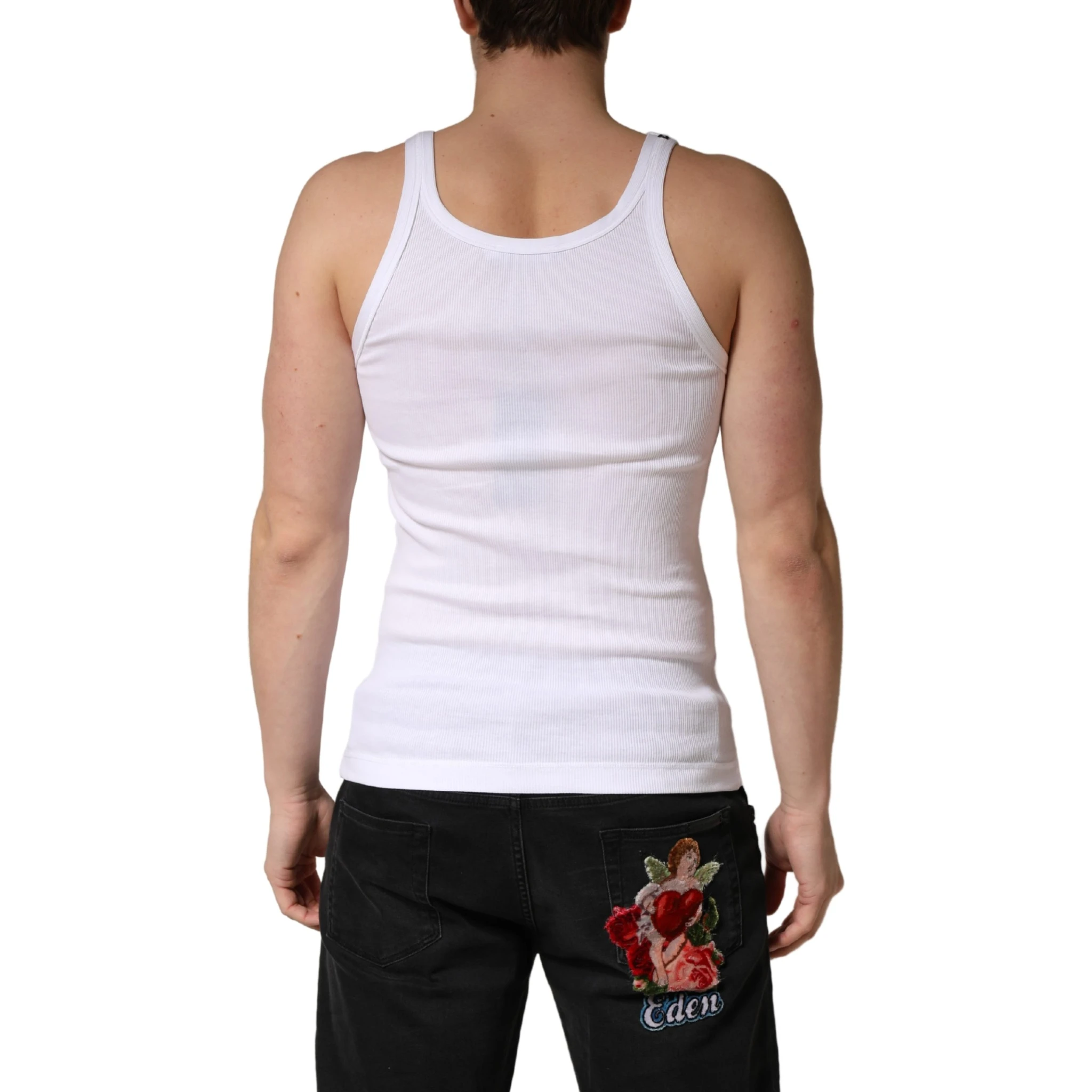 White Sleeveless Round Neck Tank Top T-shirt