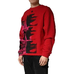 Red Graphic Crew Neck Men Sweatshirt Sweater
