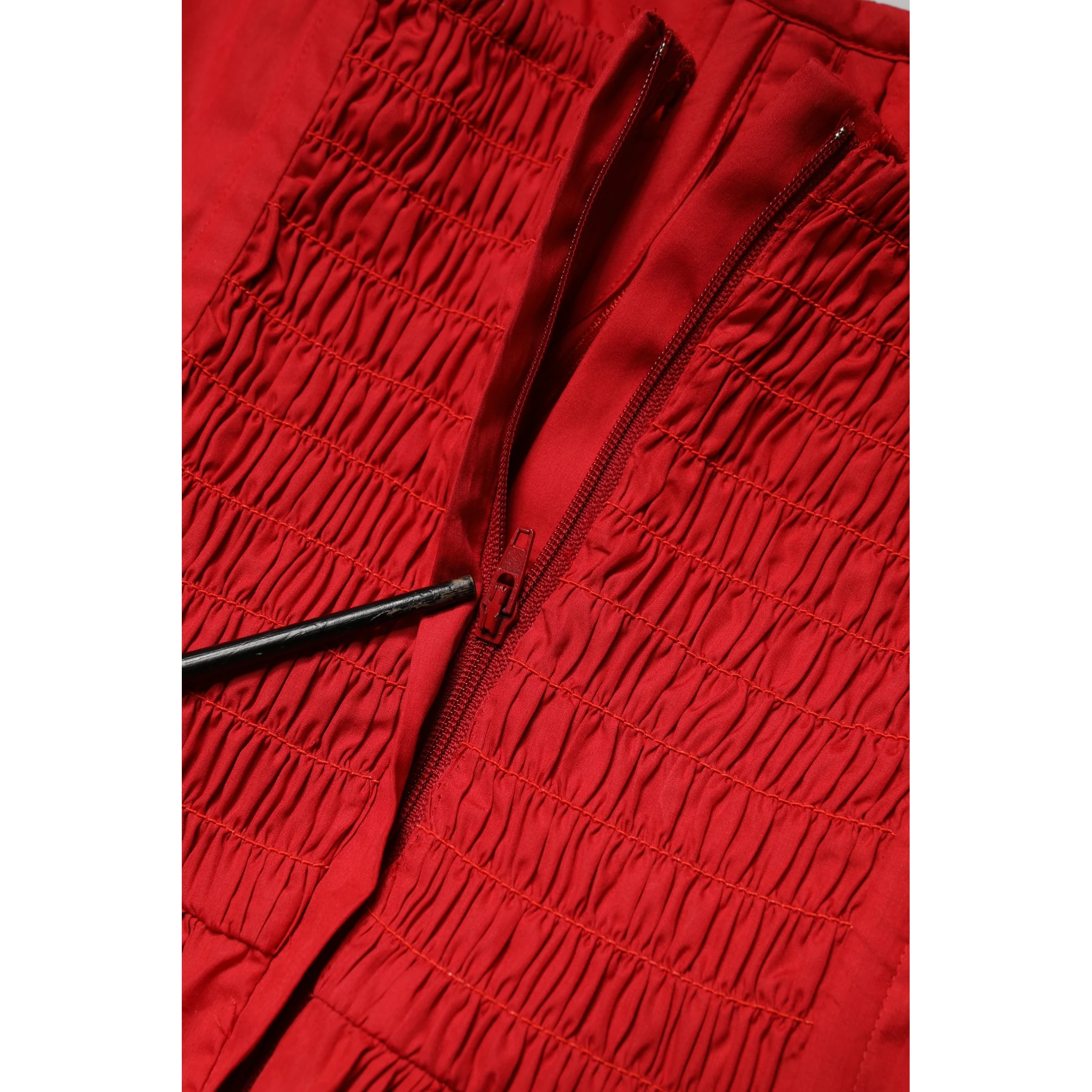 Red Cotton A-Line Sleeveless Mini Dress