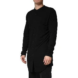 Black Button Down Long Sleeves Men Cardigan Sweater