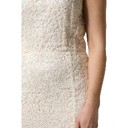 White Lace Viscose Sheath Long Gown Dress
