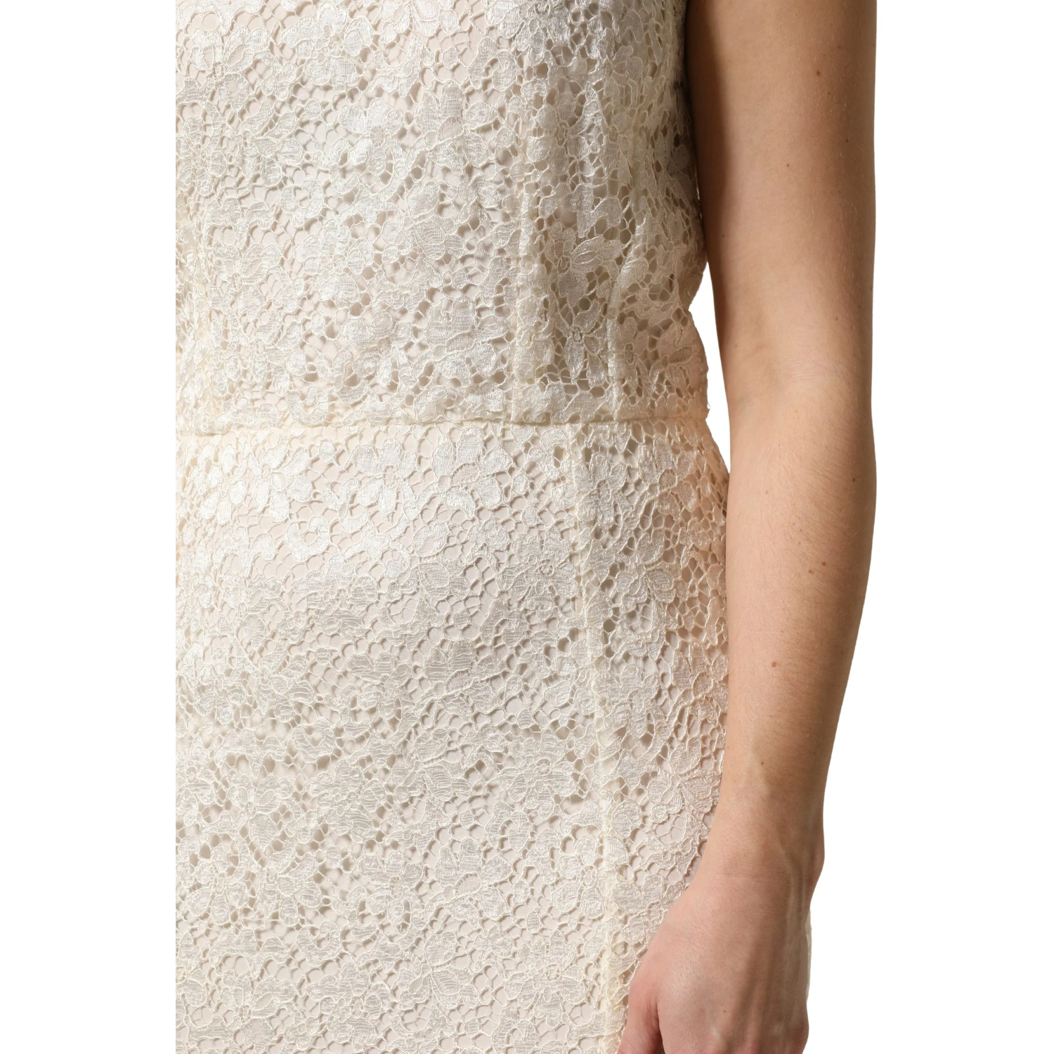 White Lace Viscose Sheath Long Gown Dress