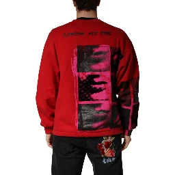 Red Graphic Crew Neck Men Sweatshirt Sweater