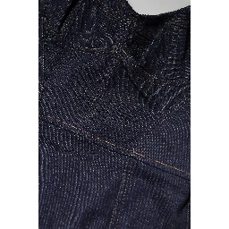 Dark Blue Cotton Denim Sheath Midi Dress