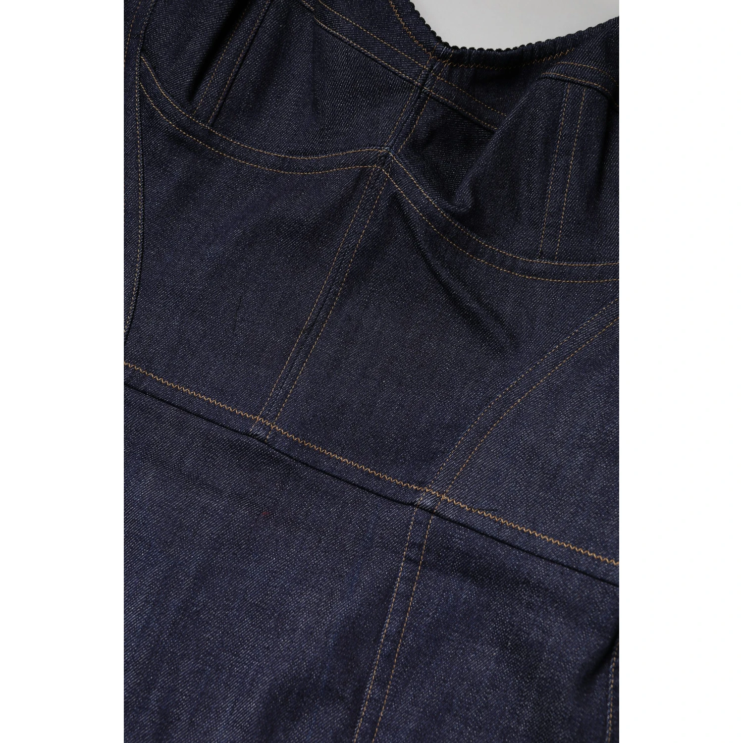Dark Blue Cotton Denim Sheath Midi Dress