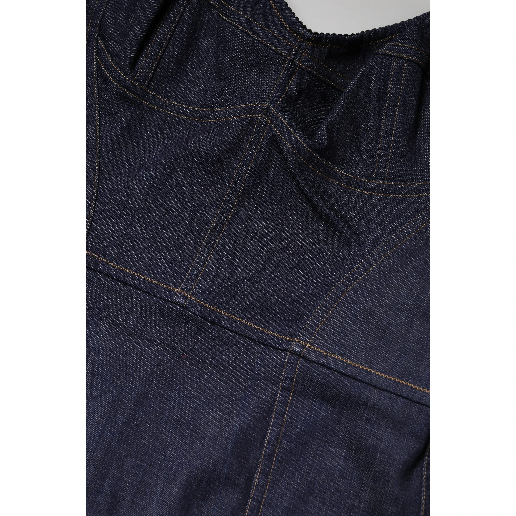 Dark Blue Cotton Denim Sheath Midi Dress