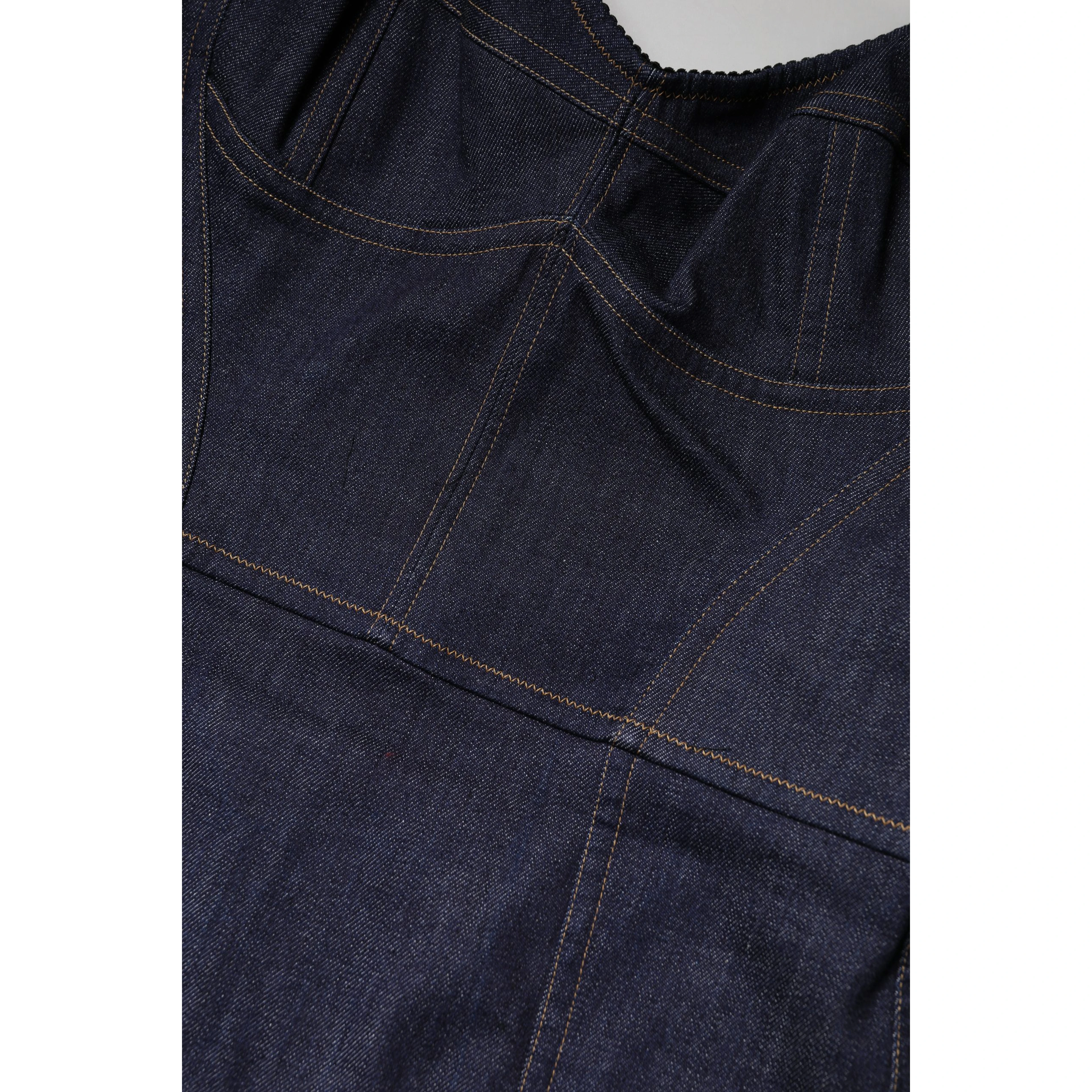 Dark Blue Cotton Denim Sheath Midi Dress