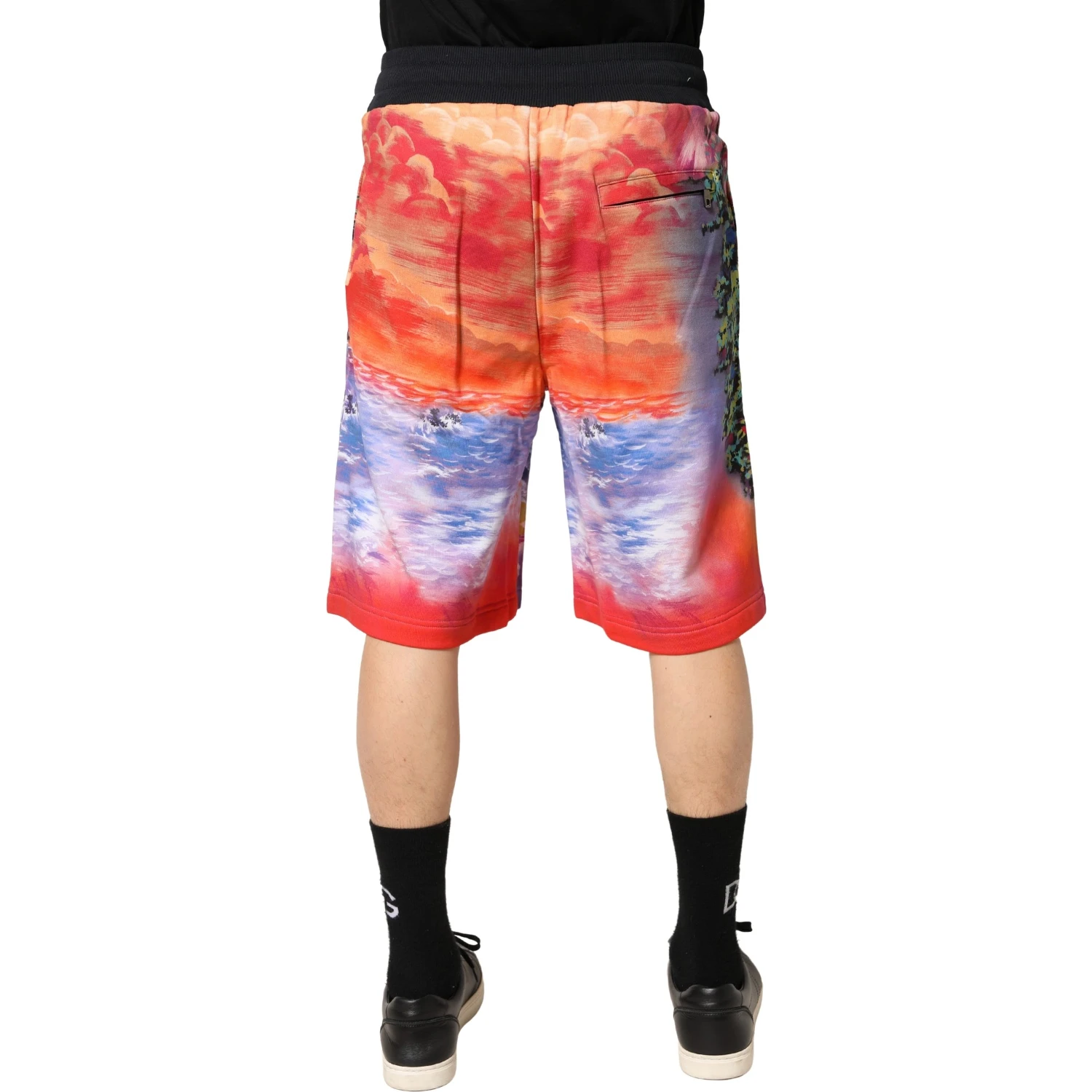 Multicolor Graphic Print Cotton Bermuda Shorts
