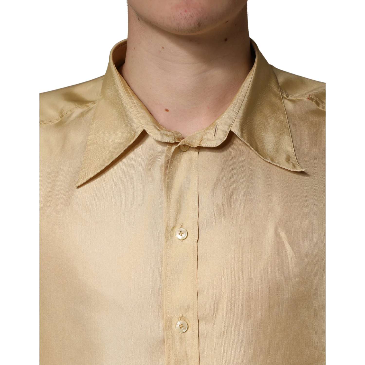 Yellow Silk Button Down Men Oversize Shirt