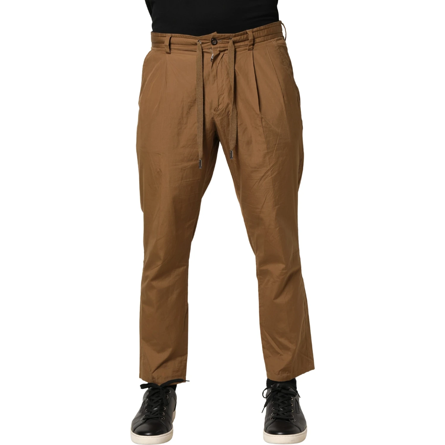 Brown Cotton Straight Chino Men Trouser Pants