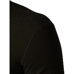 Brown Cotton Buttoned Henley Pullover Sweater