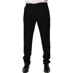 Black Wool Skinny Men Dress Trouser Pants