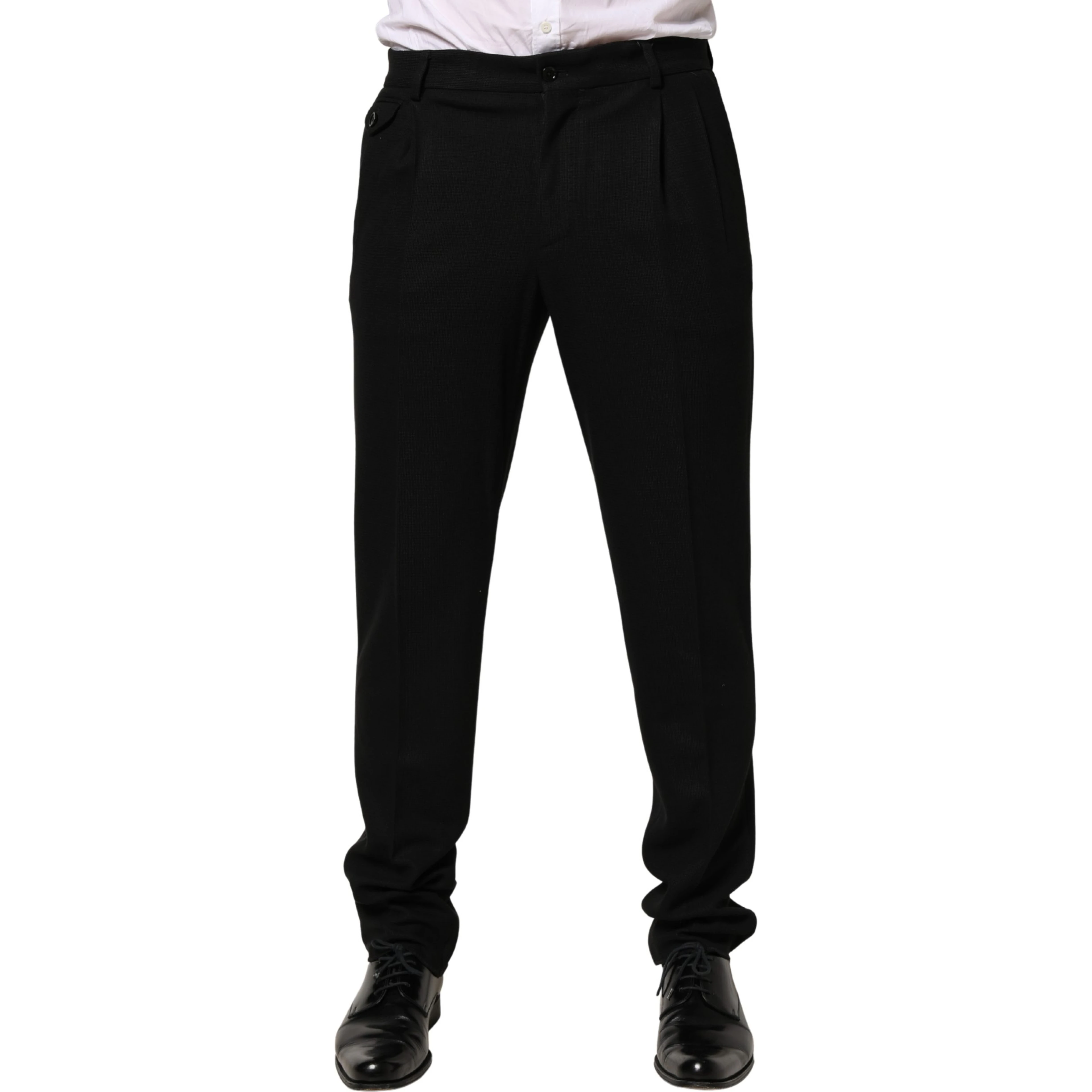 Black Wool Skinny Men Dress Trouser Pants