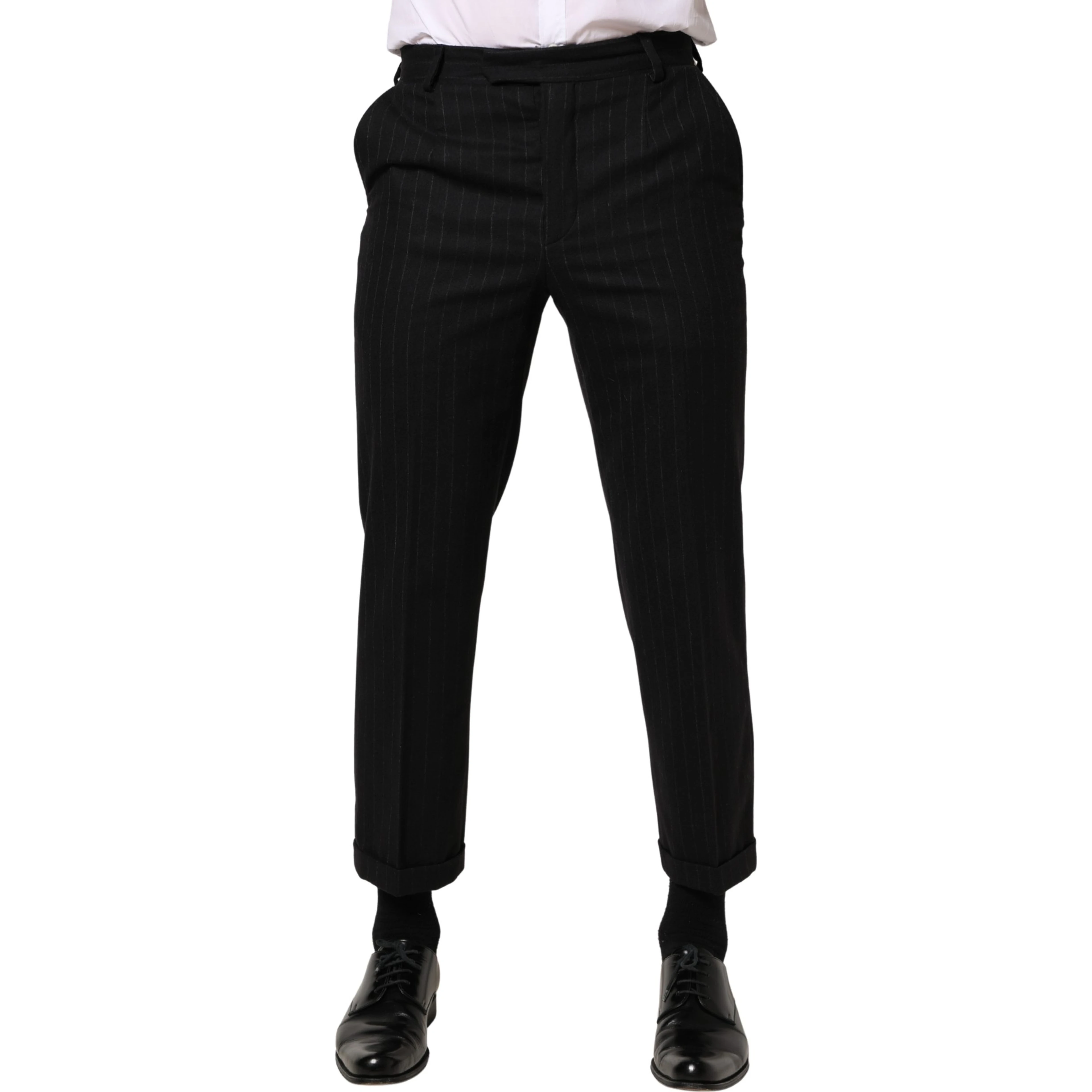 Black Stripes Wool Dress Formal Trouser Pants