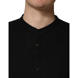 Black Button Down Long Sleeves Men Cardigan Sweater