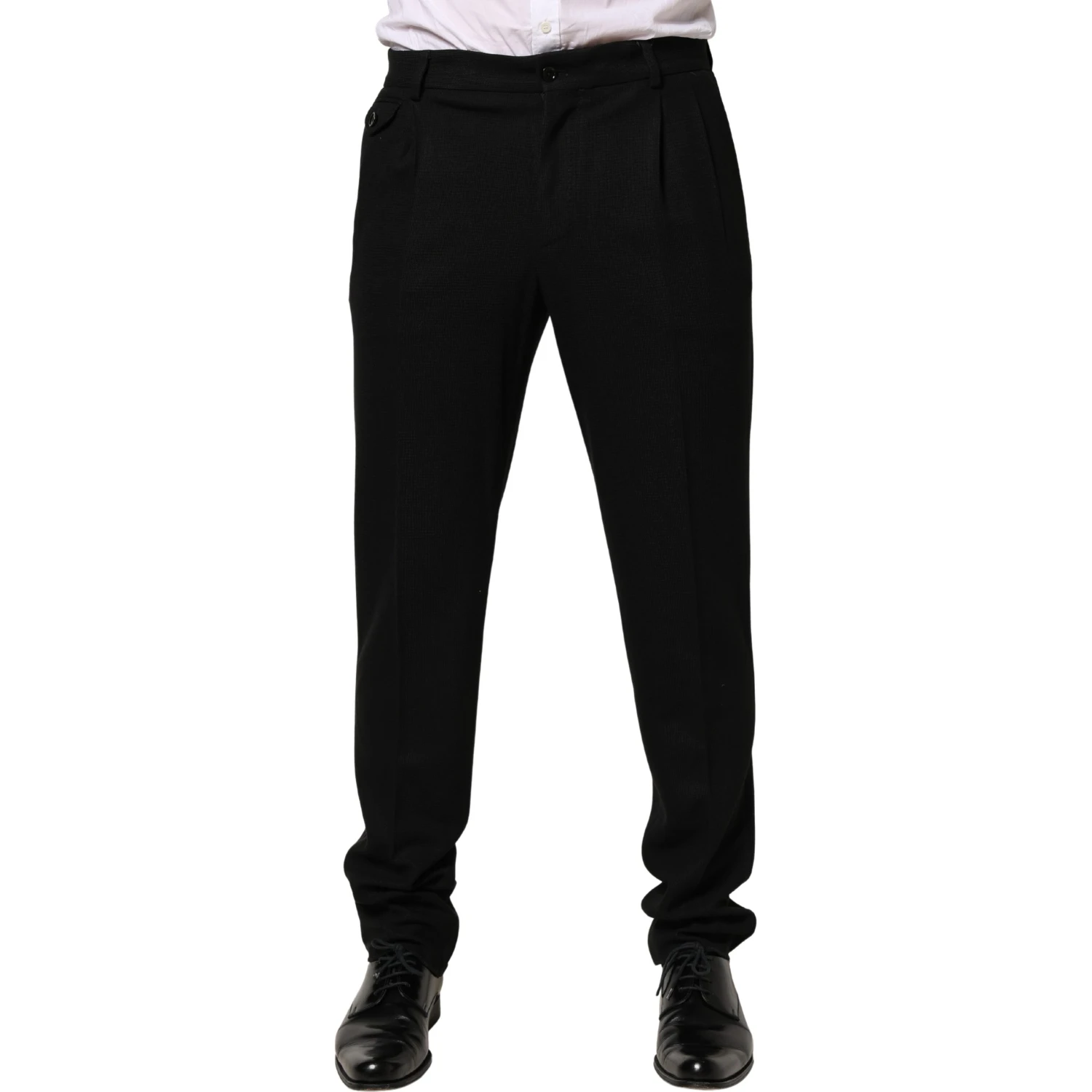 Black Wool Skinny Men Dress Trouser Pants