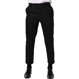 Black Stripes Wool Dress Formal Trouser Pants