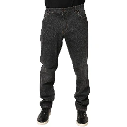 Dark Gray Slim Fit Cotton Men Denim Jeans