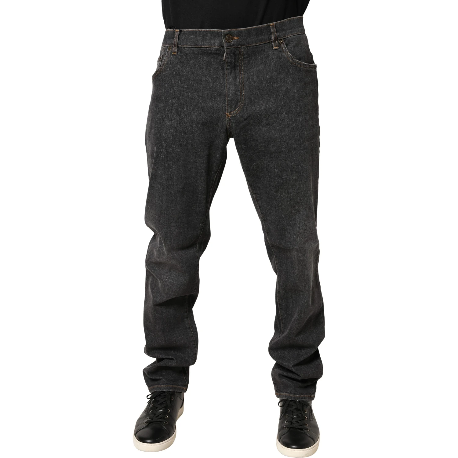 Dark Gray Slim Fit Cotton Men Denim Jeans