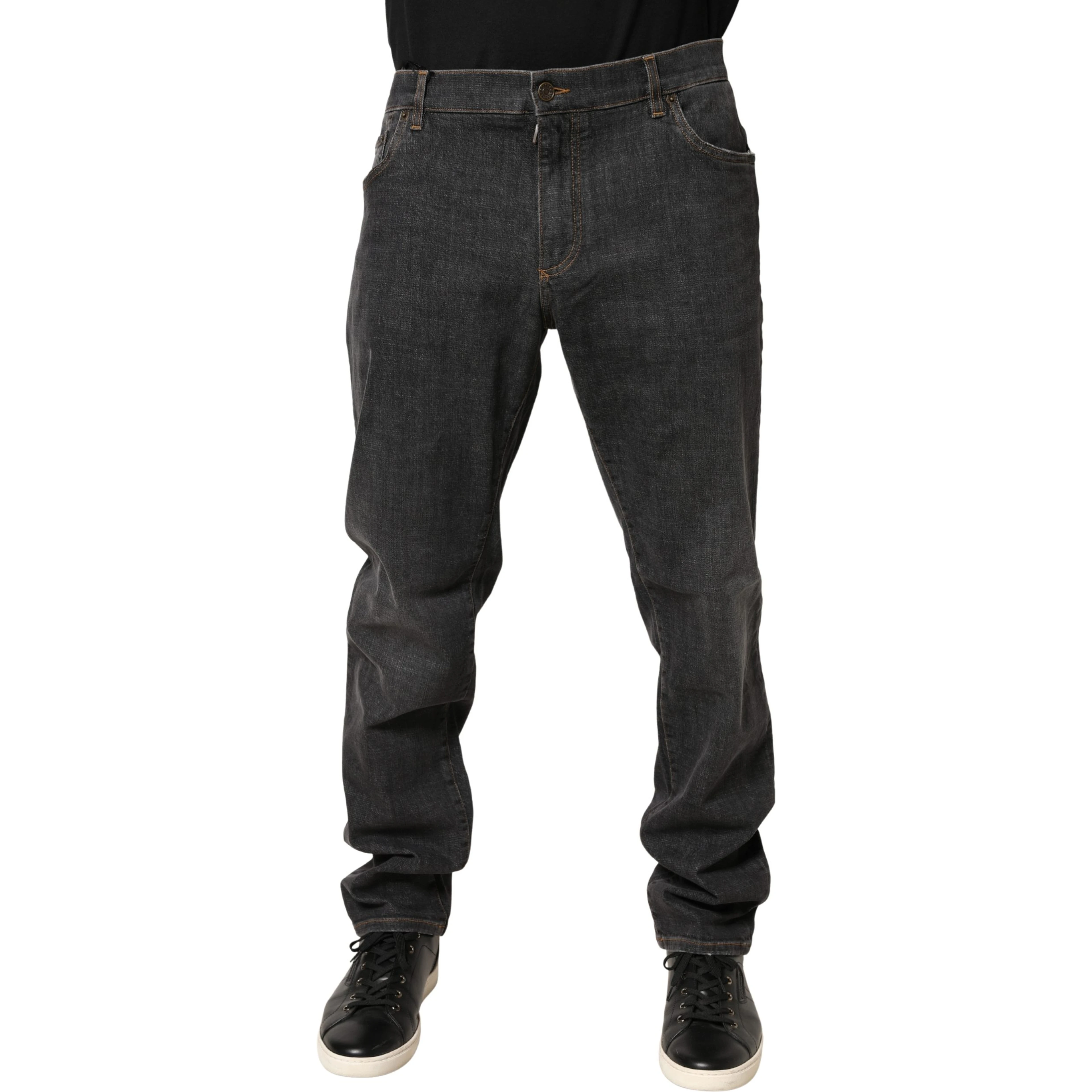 Dark Gray Slim Fit Cotton Men Denim Jeans