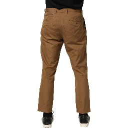 Brown Cotton Straight Chino Men Trouser Pants