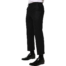 Black Stripes Wool Dress Formal Trouser Pants