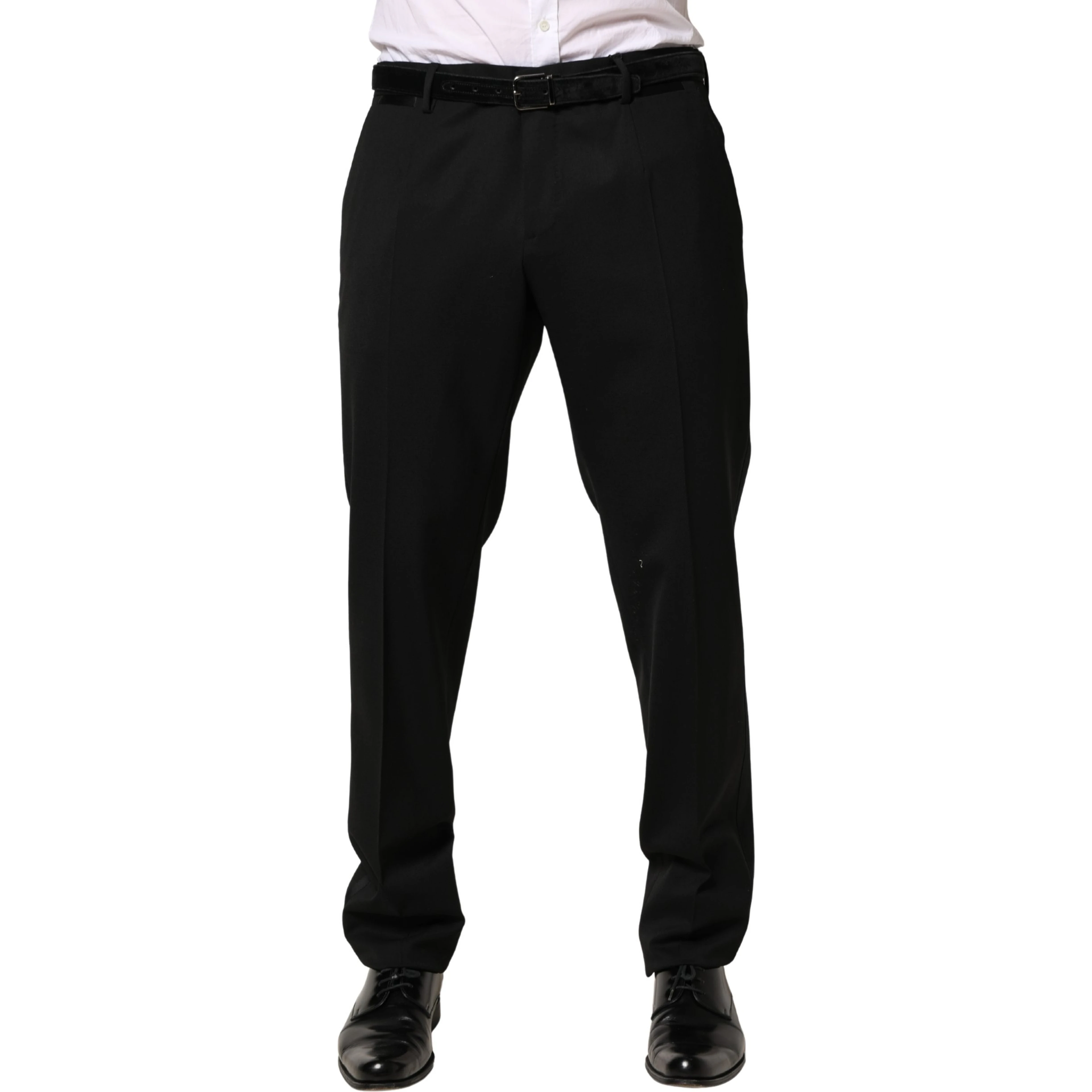 Black Wool Skinny Men Dress Trouser Pants