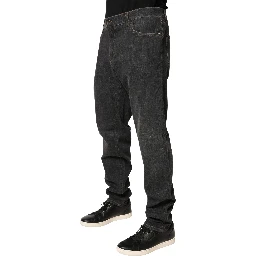 Dark Gray Slim Fit Cotton Men Denim Jeans