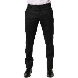 Black Wool Skinny Men Dress Trouser Pants