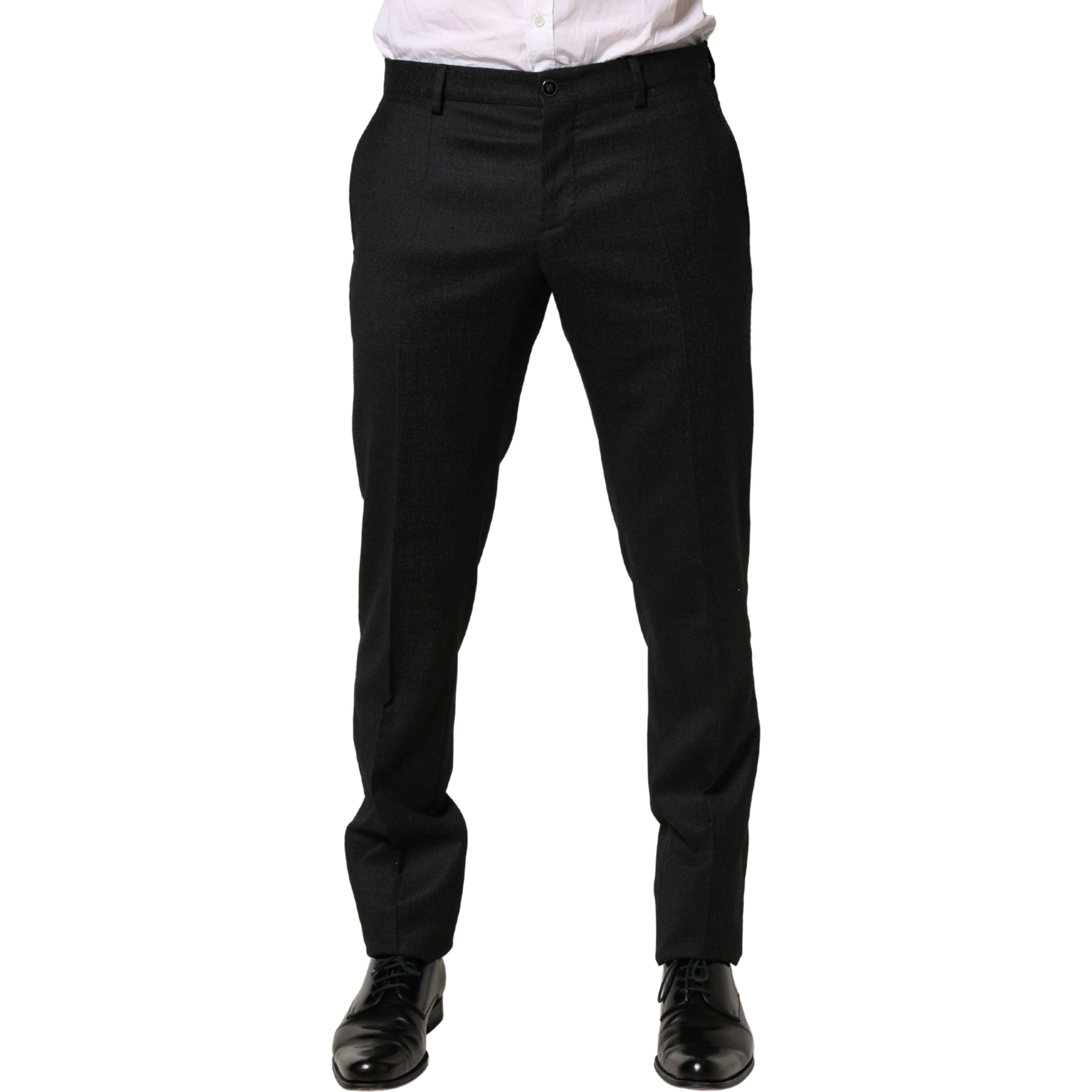 Black Wool Skinny Men Dress Trouser Pants