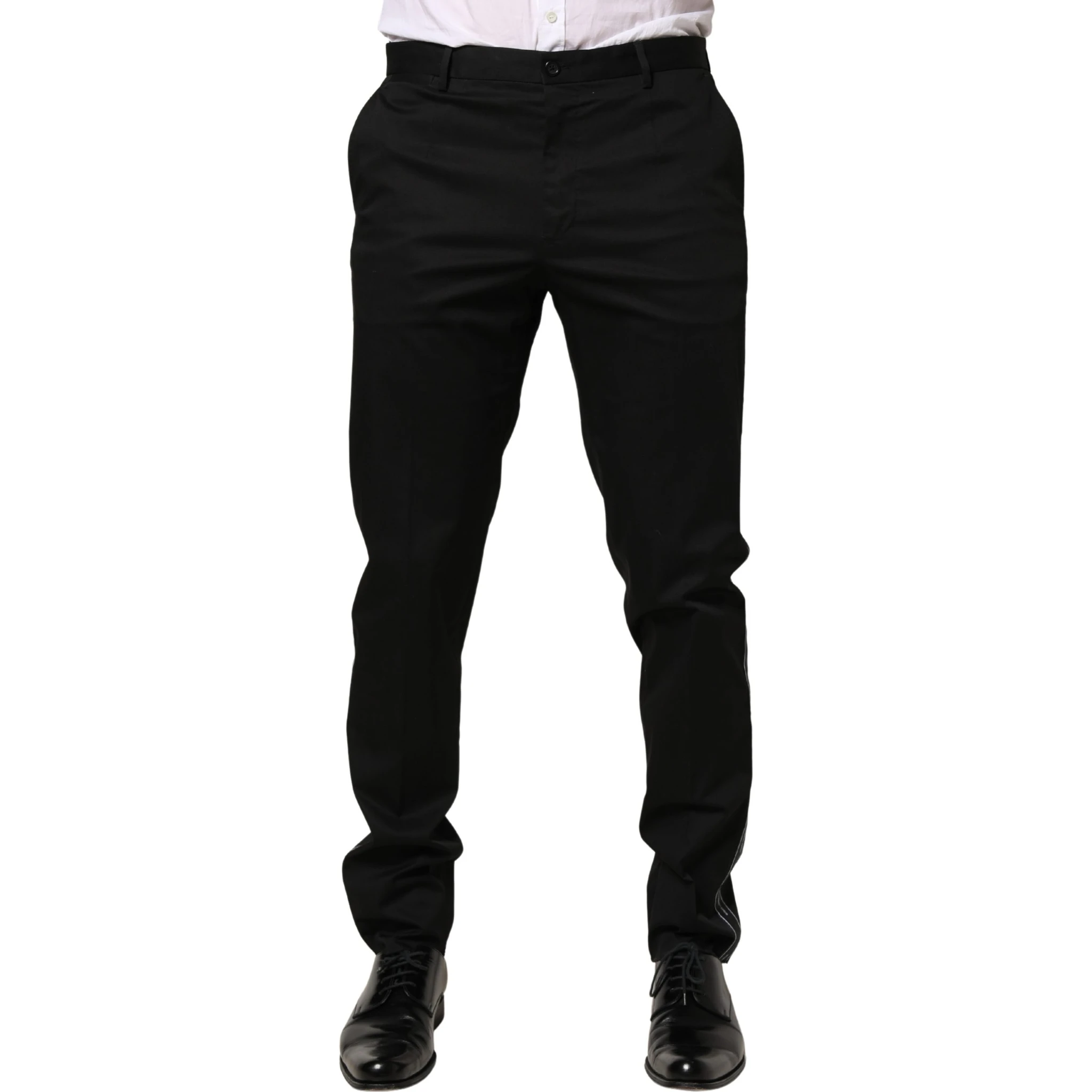 Black Cotton Skinny Men Dress Trouser Pants