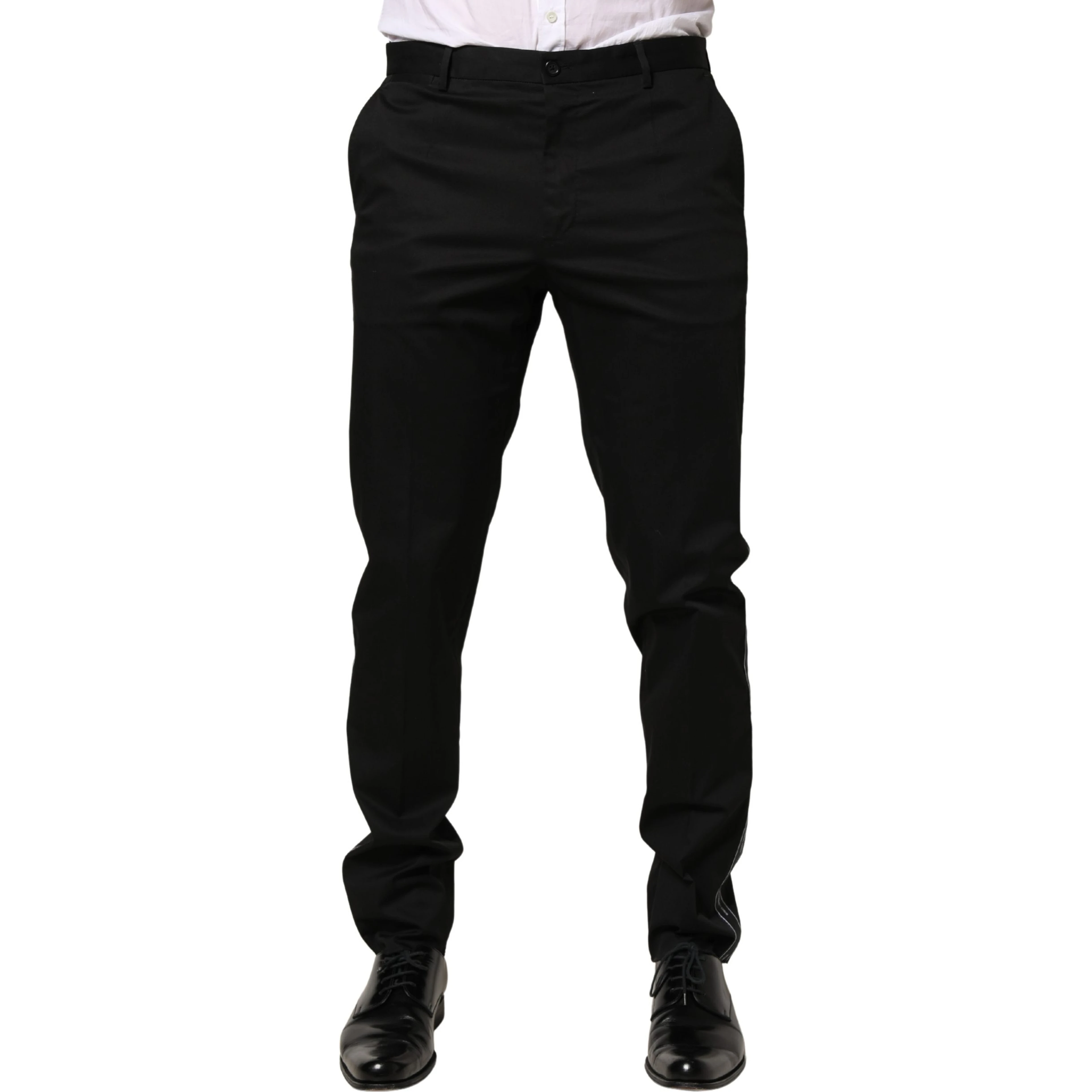 Black Cotton Skinny Men Dress Trouser Pants