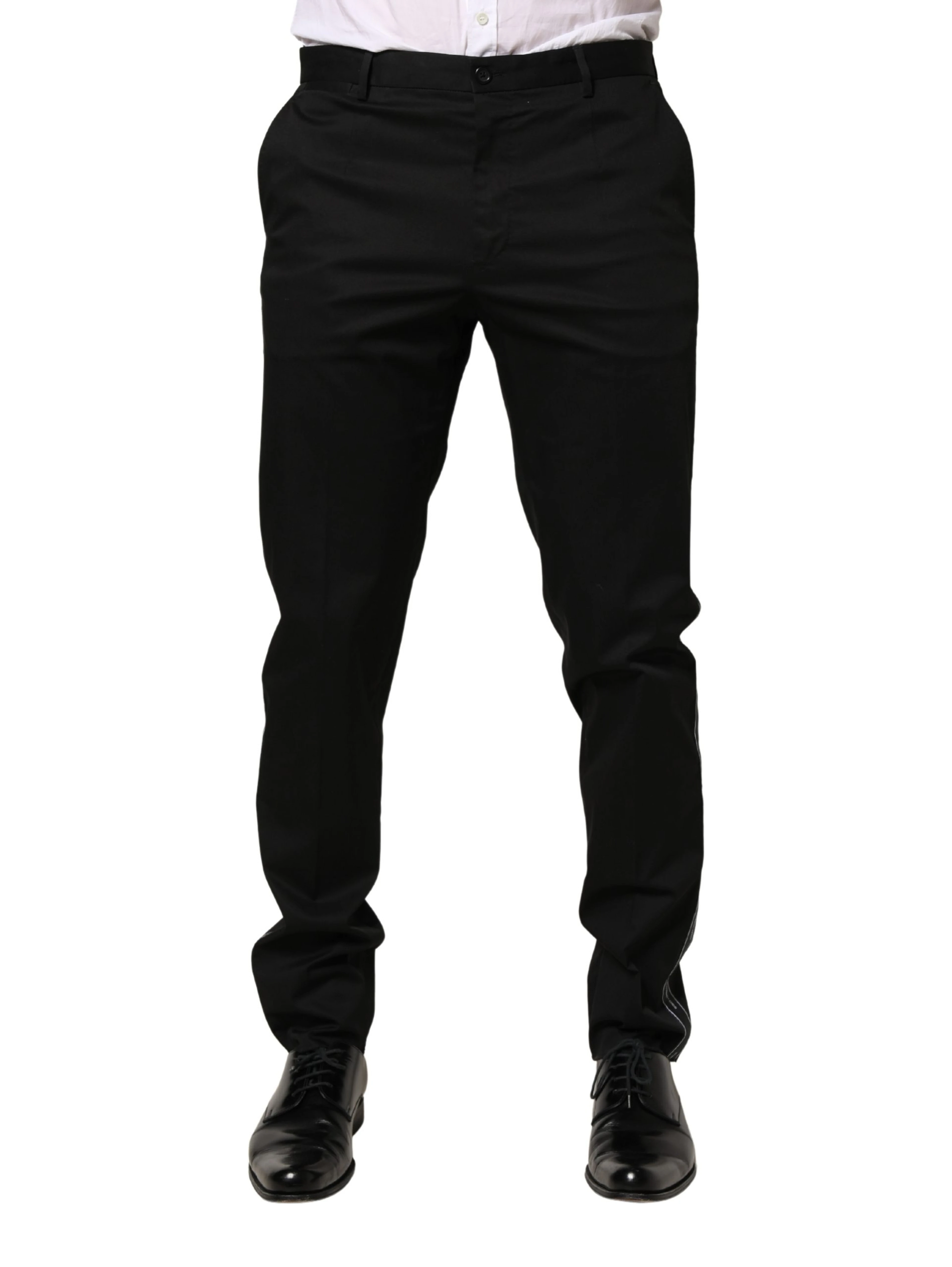 Black Cotton Skinny Men Dress Trouser Pants