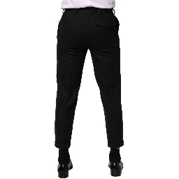 Black Stripes Wool Dress Formal Trouser Pants