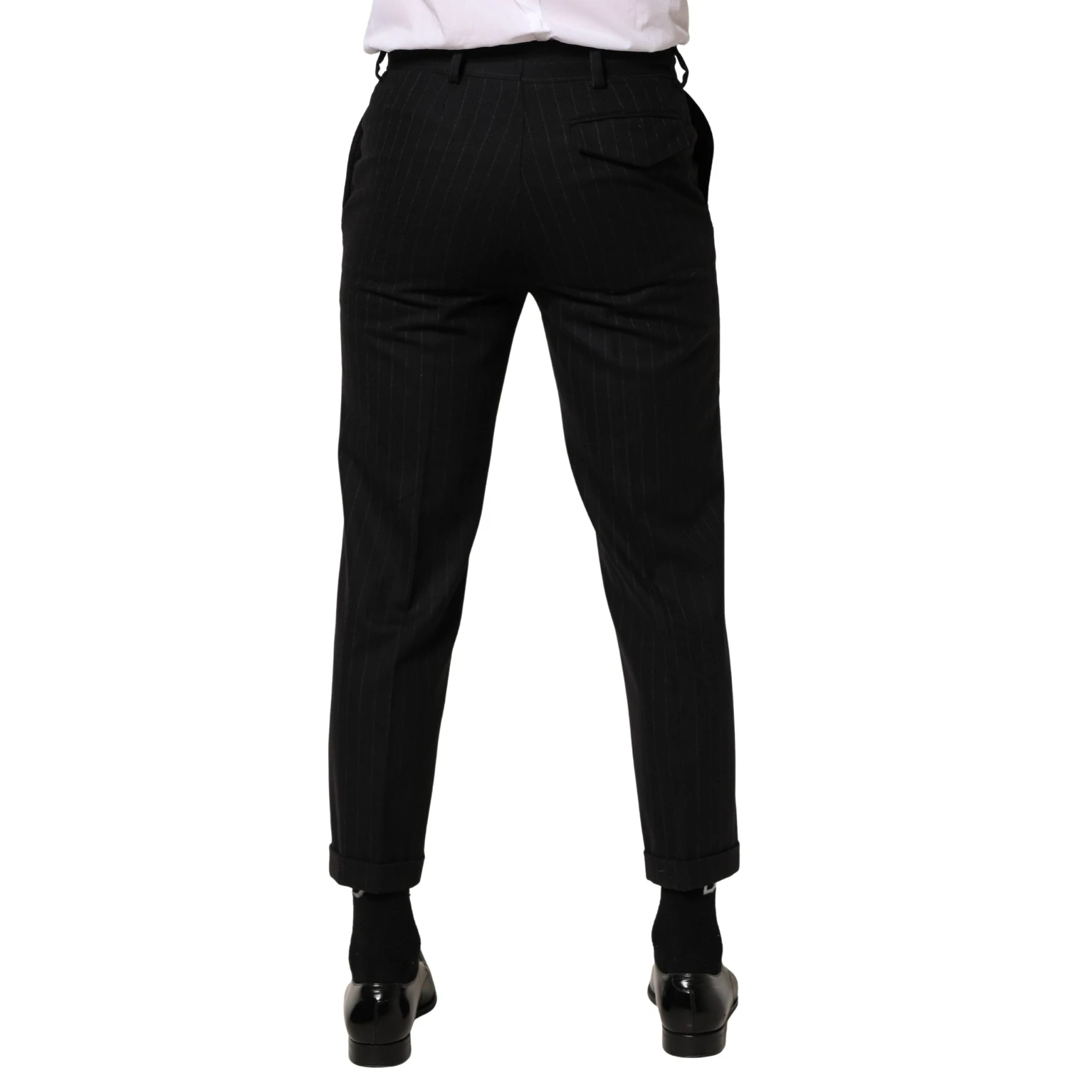 Black Stripes Wool Dress Formal Trouser Pants
