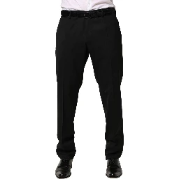 Black Wool Skinny Men Dress Trouser Pants